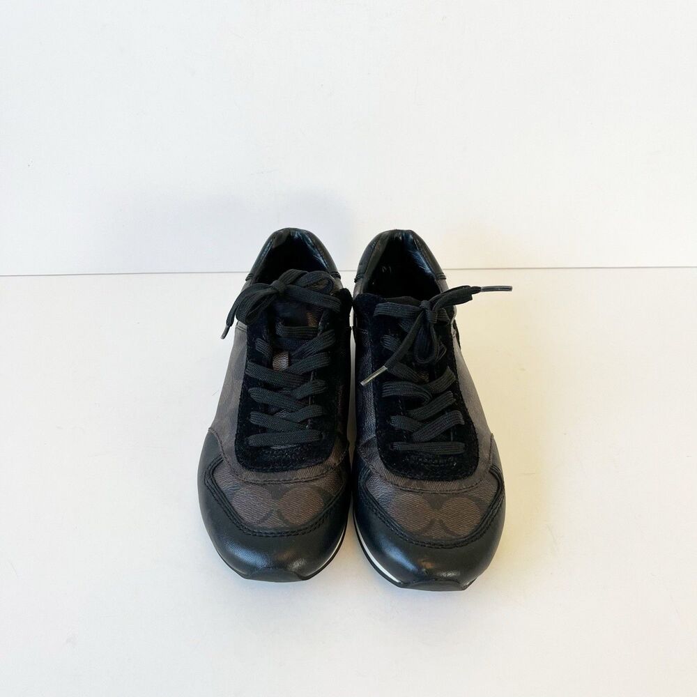 Coach Women’s Rebecca Monogram Leather Sneakers Brown Black Low Profile Size 5 B - Picture 5 of 10